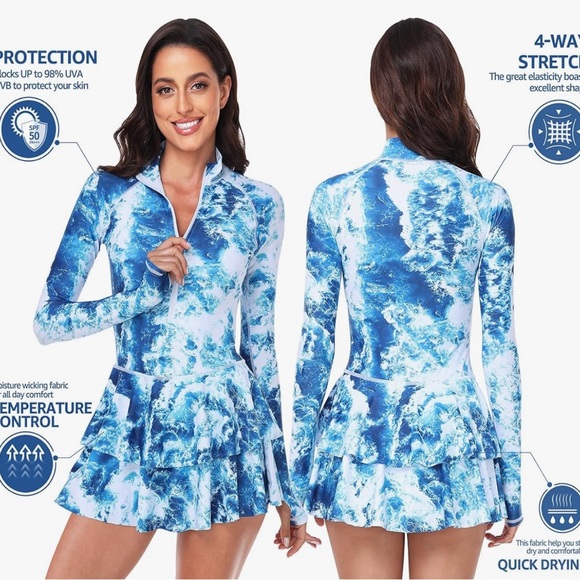 🔴 Rash Guard Long Sleeve Swimsuit - Picture 2 of 6